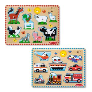 Wooden Sound Puzzle 2-Pack ?C Farm Animals. Vehicles