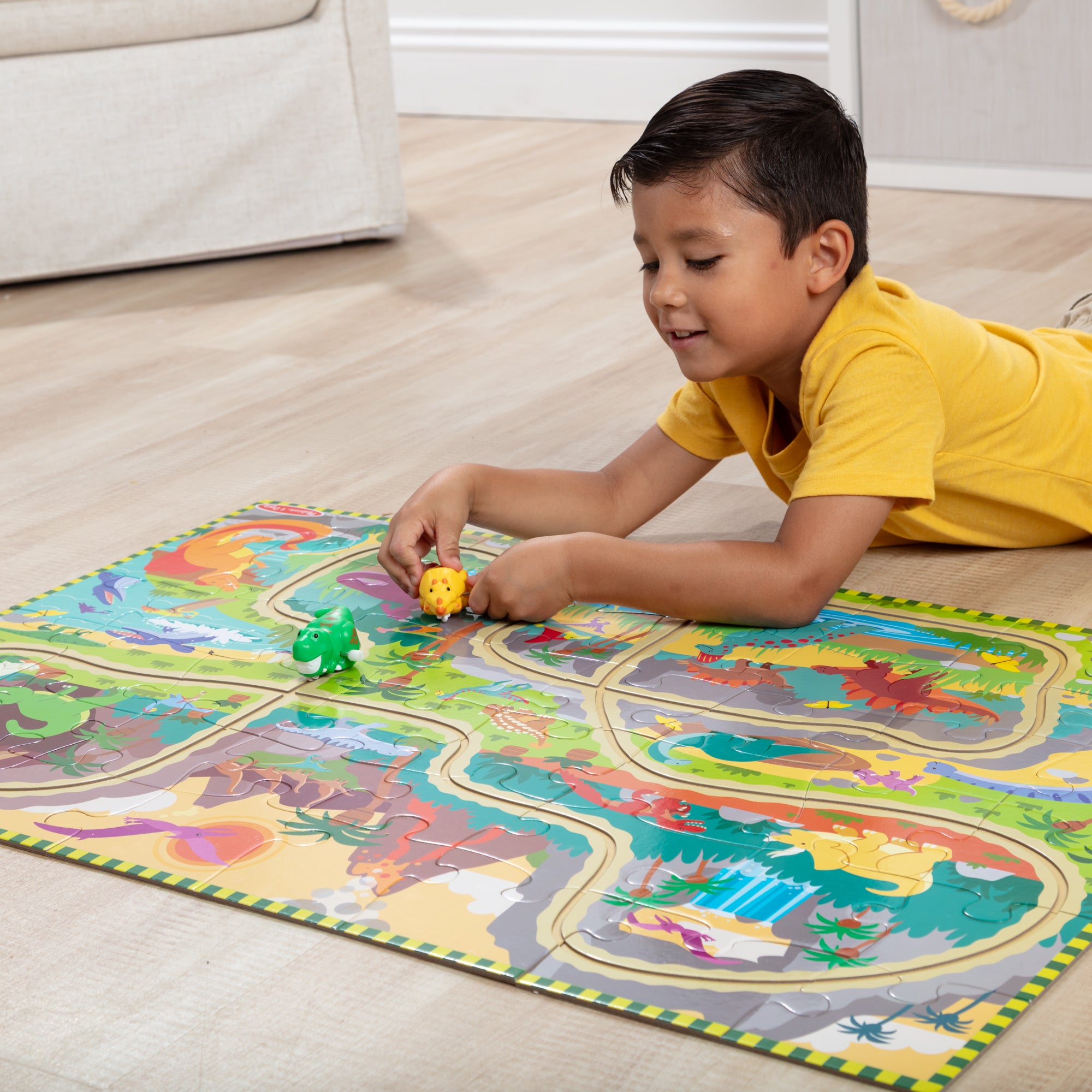 Dinosaur Adventure Tracks Floor Puzzle ?C 48 Pieces + 2 Wind-Up Dinosaurs - Image 2