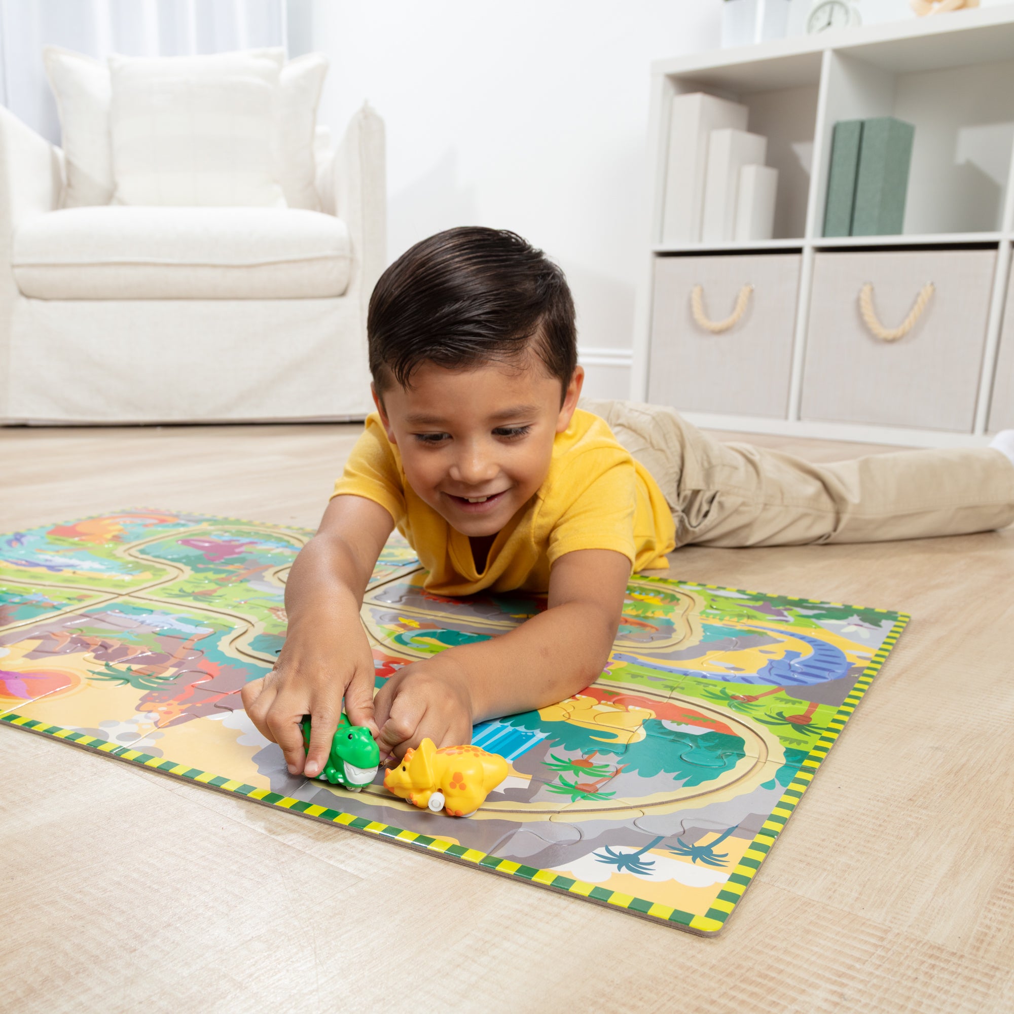 Dinosaur Adventure Tracks Floor Puzzle ?C 48 Pieces + 2 Wind-Up Dinosaurs - Image 6