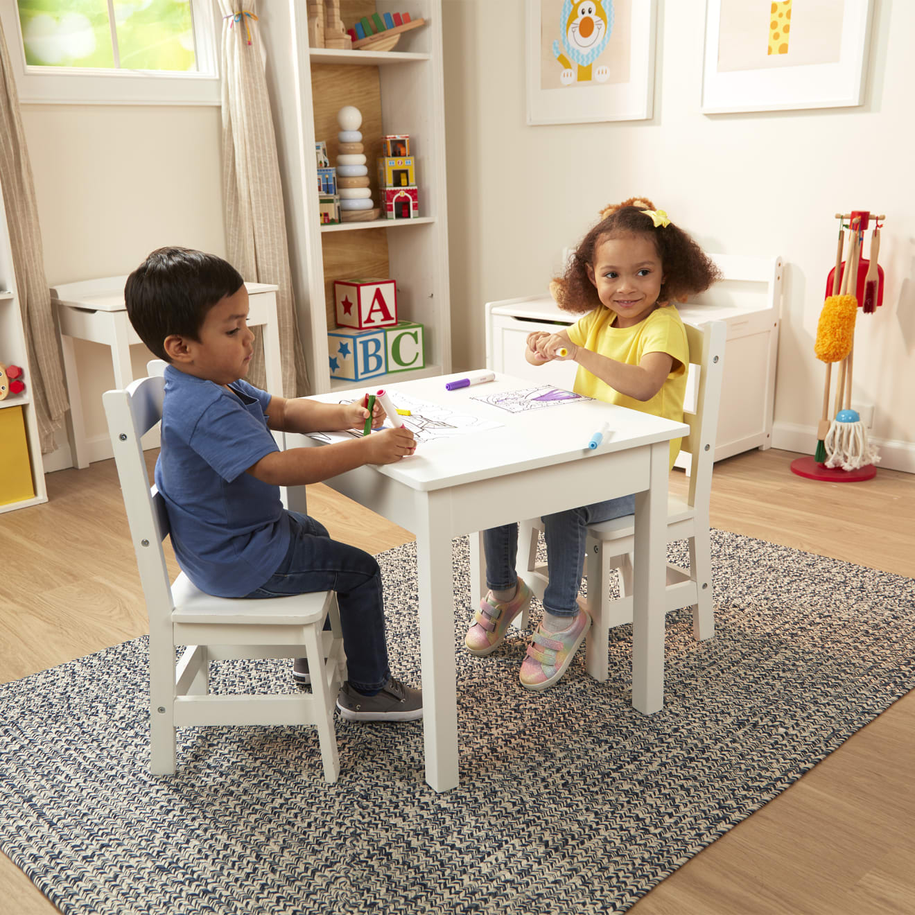Wooden Table & Chairs - White - Image 6
