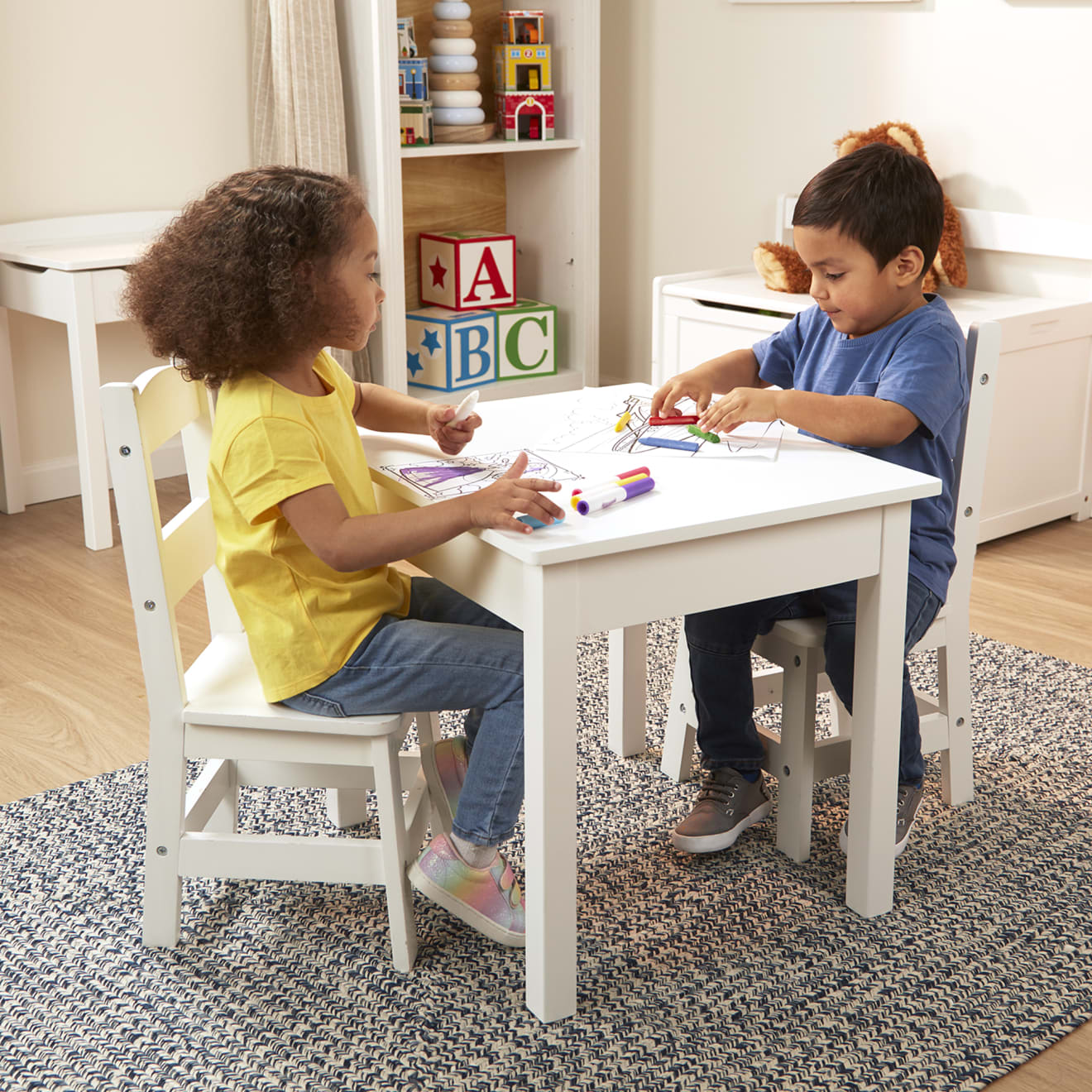 Wooden Table & Chairs - White - Image 7