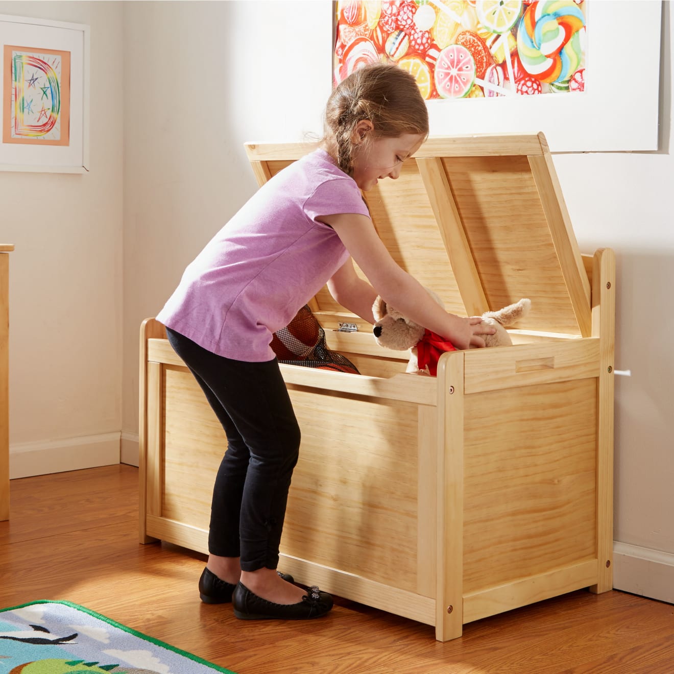 Wooden Toy Chest (Honey) - Image 2