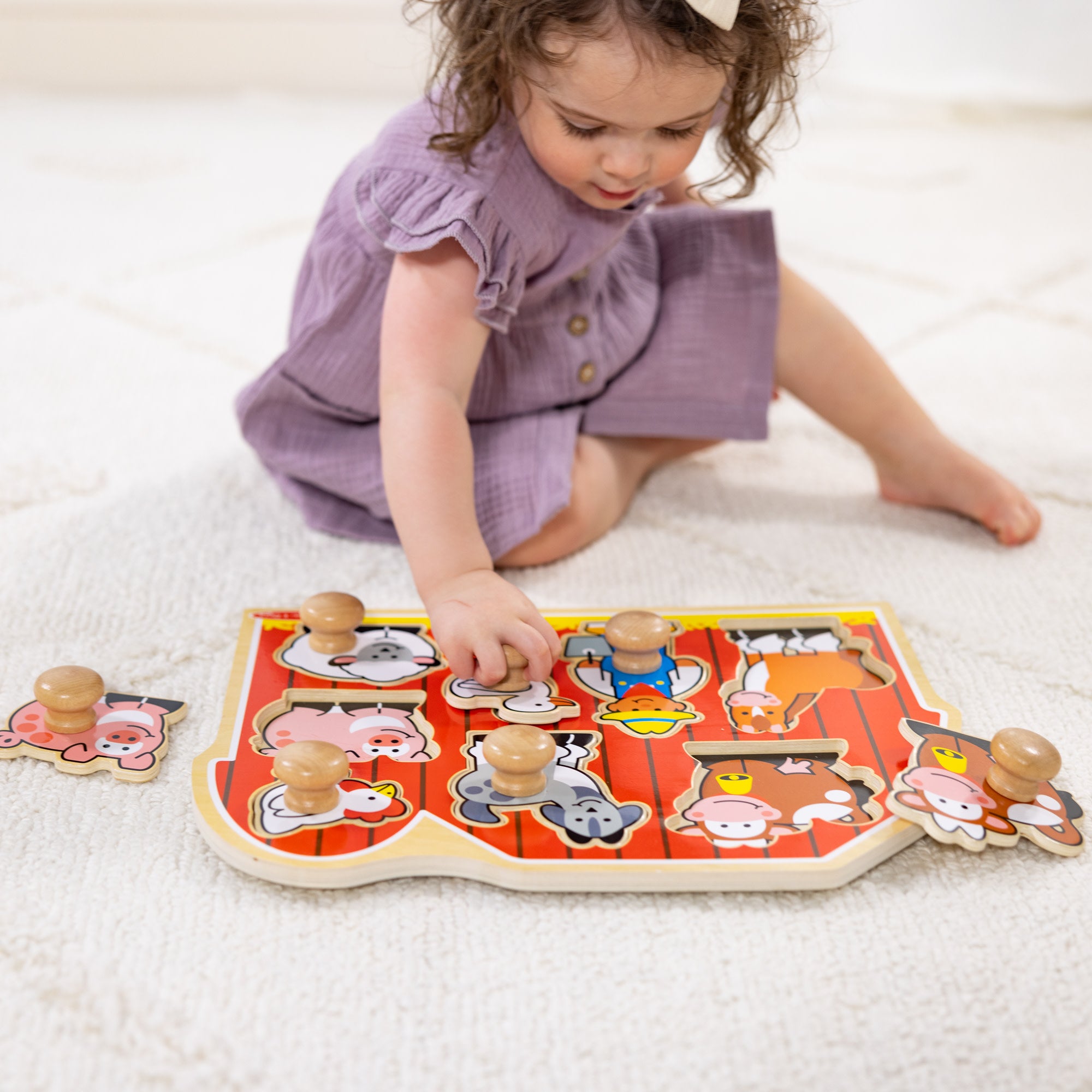 Farm Friends Jumbo Peg Puzzle - 8 Pieces - Image 2