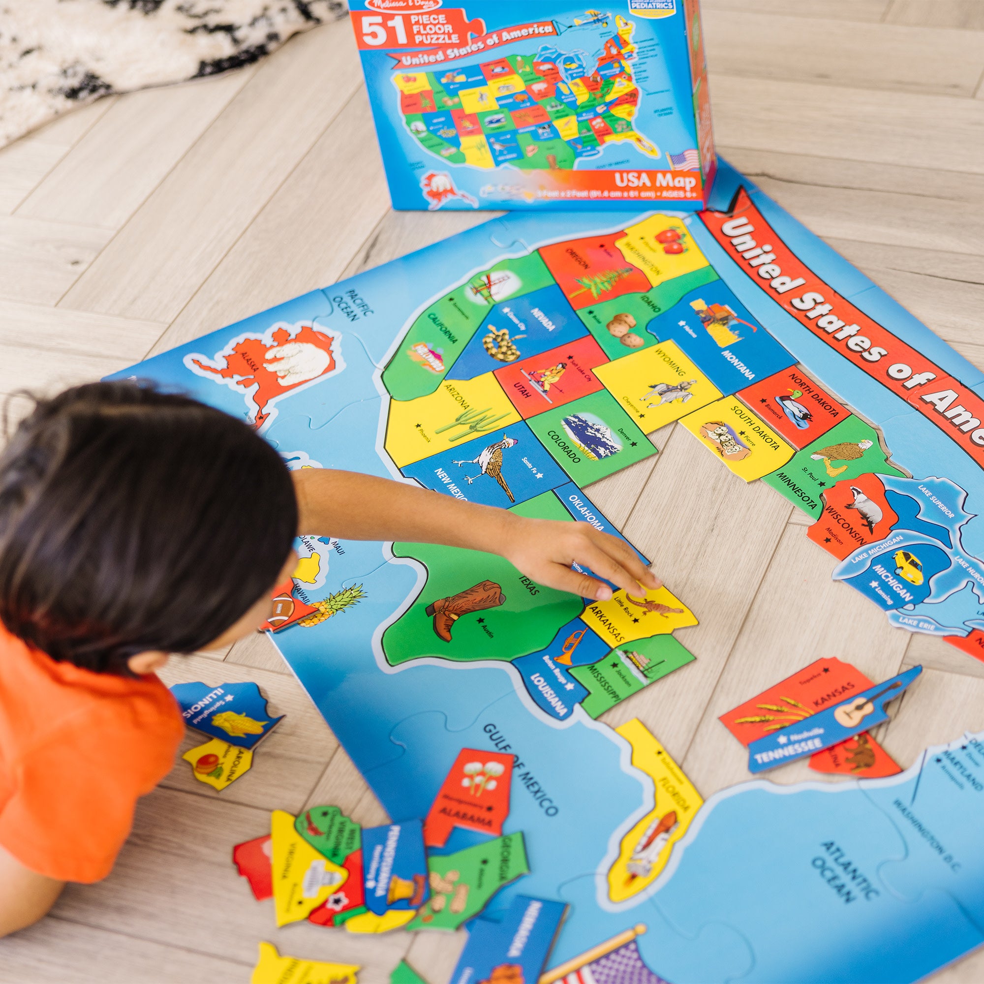 USA Map Floor Puzzle - 51 Pieces - Image 2