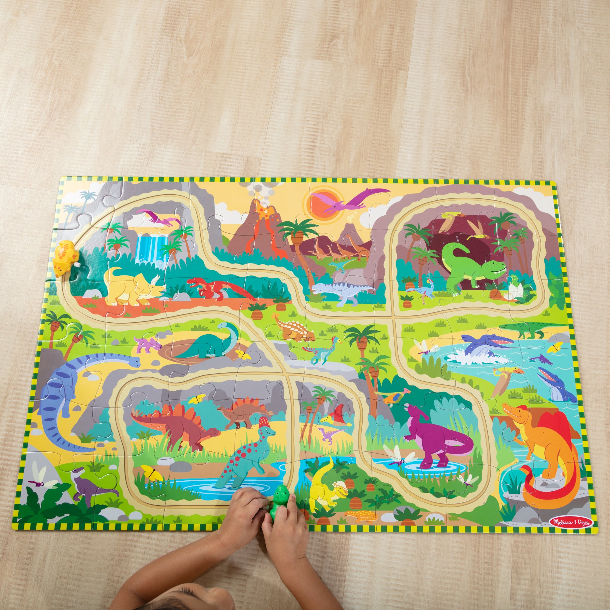 Dinosaur Adventure Tracks Floor Puzzle ?C 48 Pieces + 2 Wind-Up Dinosaurs - Image 7